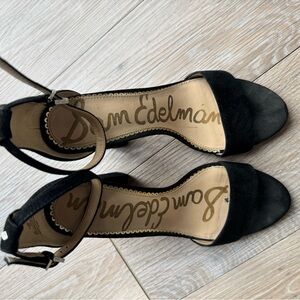 Sam Edelman Black Suede Open-Toe Ankle Strap Heels